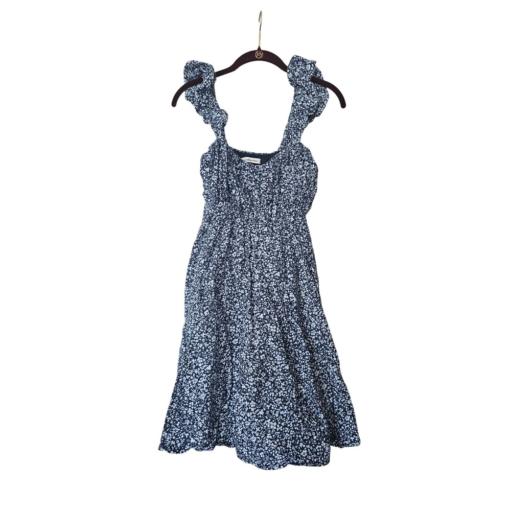 Abercrombie Mini Dress Women M Blue Floral Ruffle Summer Coquette‎